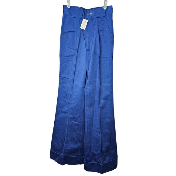 Vintage 70s Deadstock Just Jeans Jerell XS High Waist Wide Leg Flare Blue Pant - Picture 1 of 5